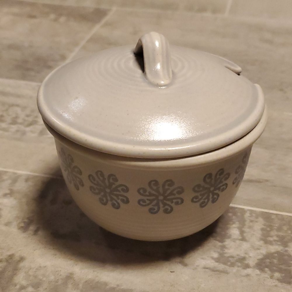 EUC Small Pottery Stamped Design Sugar Dish